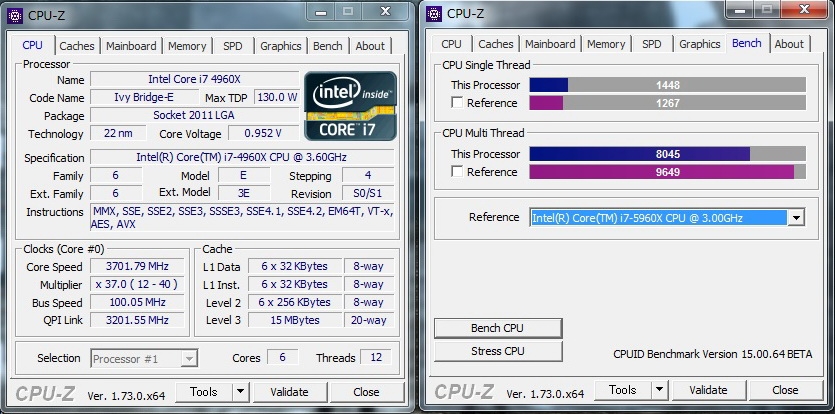 価格.com - 『Core i7 4960X』 CPU ikemasさんのクチコミ掲示板投稿画像・写真「お役立ちソフト CPU－Z Ver1