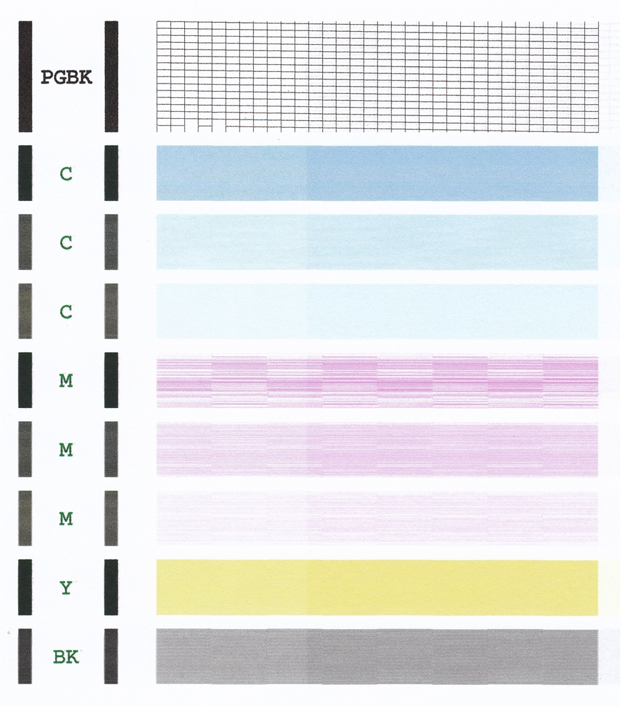 価格 Com ノズルチェックパターン印刷 マゼンダが縞模様に Canon Pixus Mp610 リポ さん のクチコミ掲示板投稿画像 写真 印刷不良の原因について