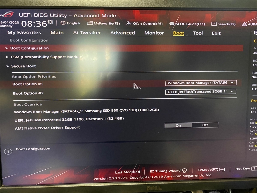 価格 Com ブート設定 ってか Ssdとusbメモリーしかないんだけど Asus Rog Strix Z390 F Gaming キンちゃん1234さん のクチコミ掲示板投稿画像 写真 Biosアップしてからpostの手前americanなんとかで止まる