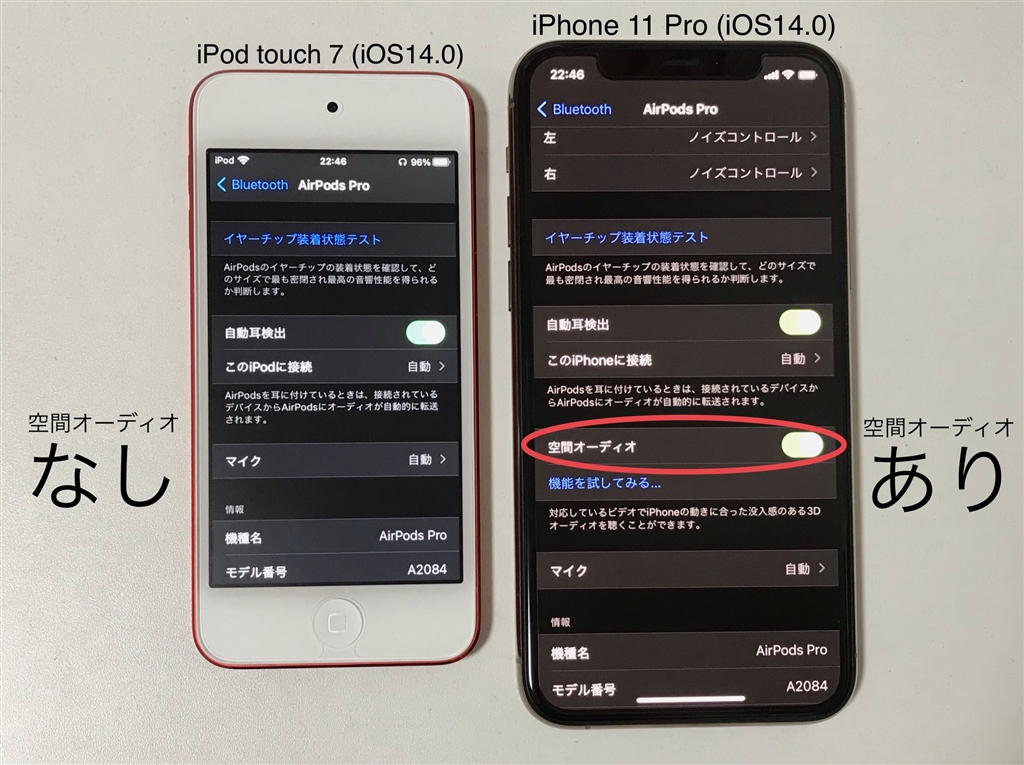 価格.com - 『iPod touch 7は「空間オーディオ」に対応していない。』Apple AirPods Pro MWP22J/A