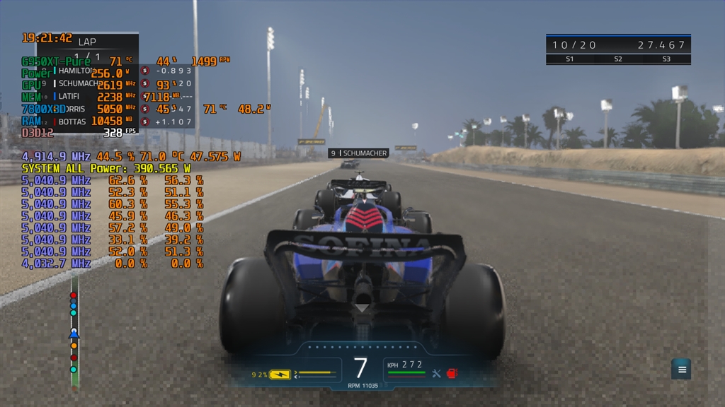 F1 22 における AMD Ryzen 7 7800X3D の F1 22 のベンチマーク結果。