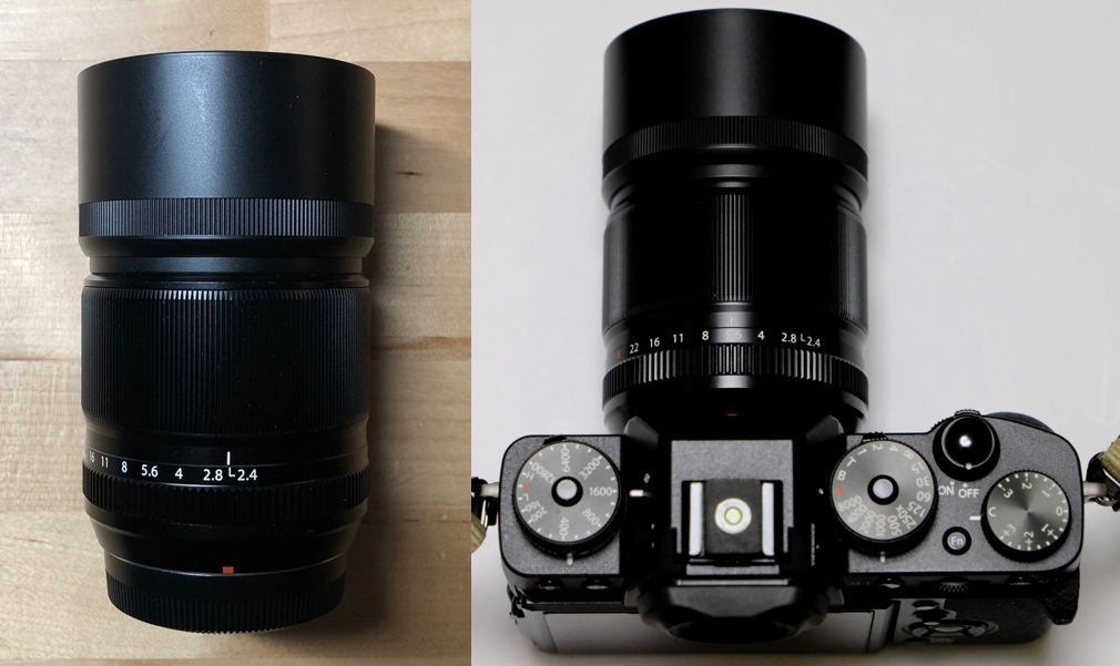 美品 XF 60mm F2.4 MACRO R 角型フード&おまけ付き XF60mmF2.4 R Macro にSIGMAのレンズフード LH3-01 を取り付ける