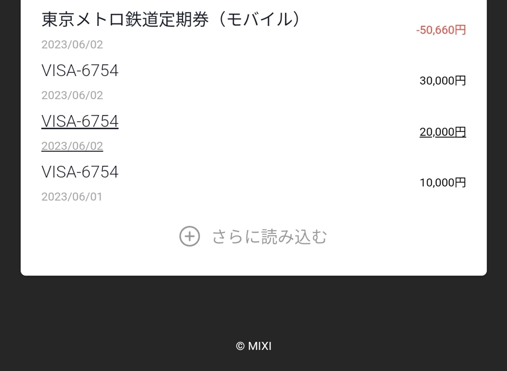 価格.com - 『MIXI Mの利用明細画面』エポスゴールドカード いかわた