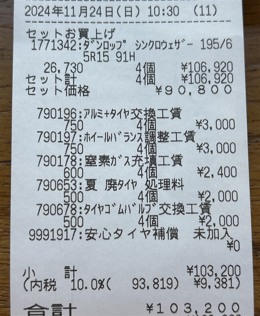 価格.com - 『レシート』ダンロップ SYNCHRO WEATHER 165/55R15 75H