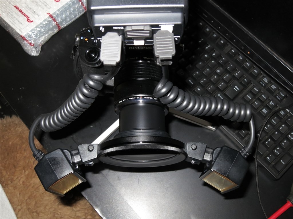 STF-22 ツインフラッシュセット　オリンパス　マクロ撮影用 E-M1+60mm Macroに装着してみました。』 オリンパス ツイン
