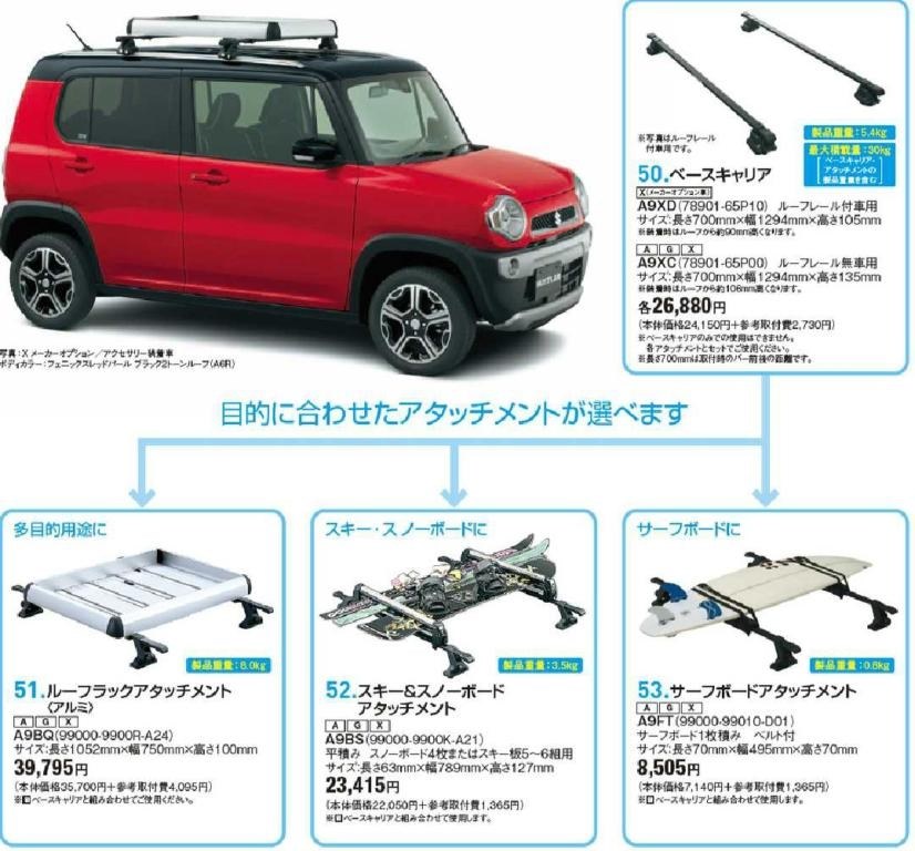 ハスラーMR31S ルーフラックアタッチメントスズキ純正部品キャリア別売り - 自動車パーツ