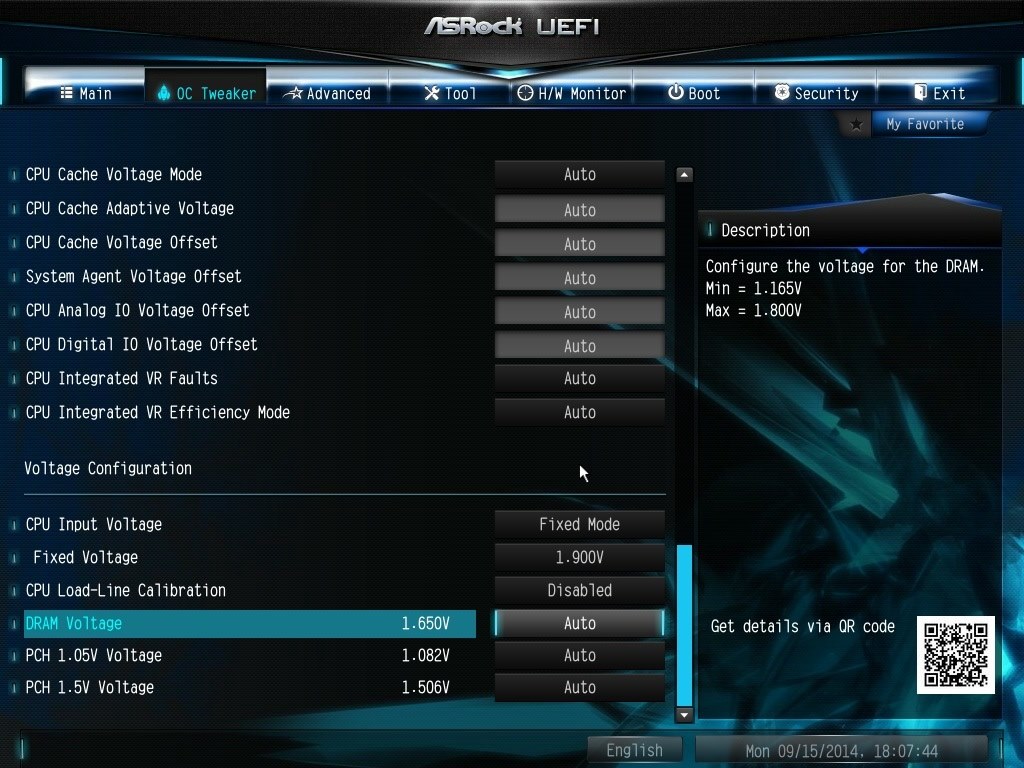 メモリーの電圧を少し上げる方法？』 ASRock Z97 Extreme4 の