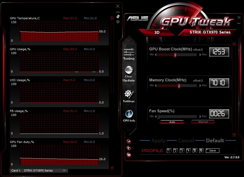 アイドル時の温度』 ASUS STRIX-GTX970-DC2OC-4GD5 [PCIExp 4GB] の