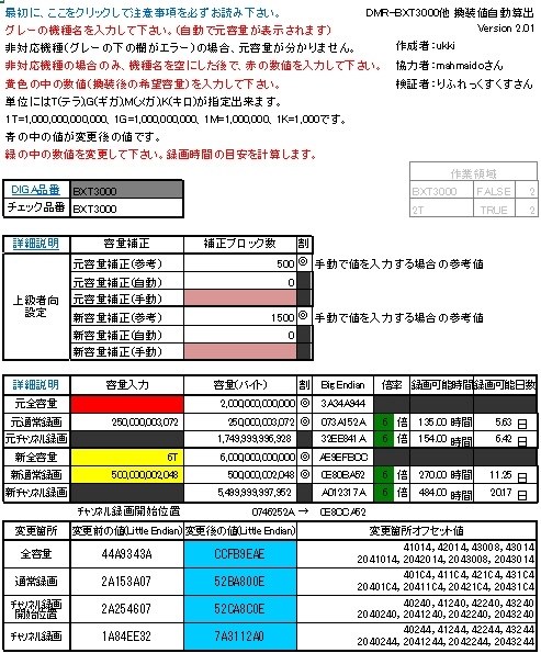 通常録画容量変更の為には、24カ所ではなく32カ所の書換が必要 通常録画容量変更の為には、24カ所ではなく32カ所の書換が必要