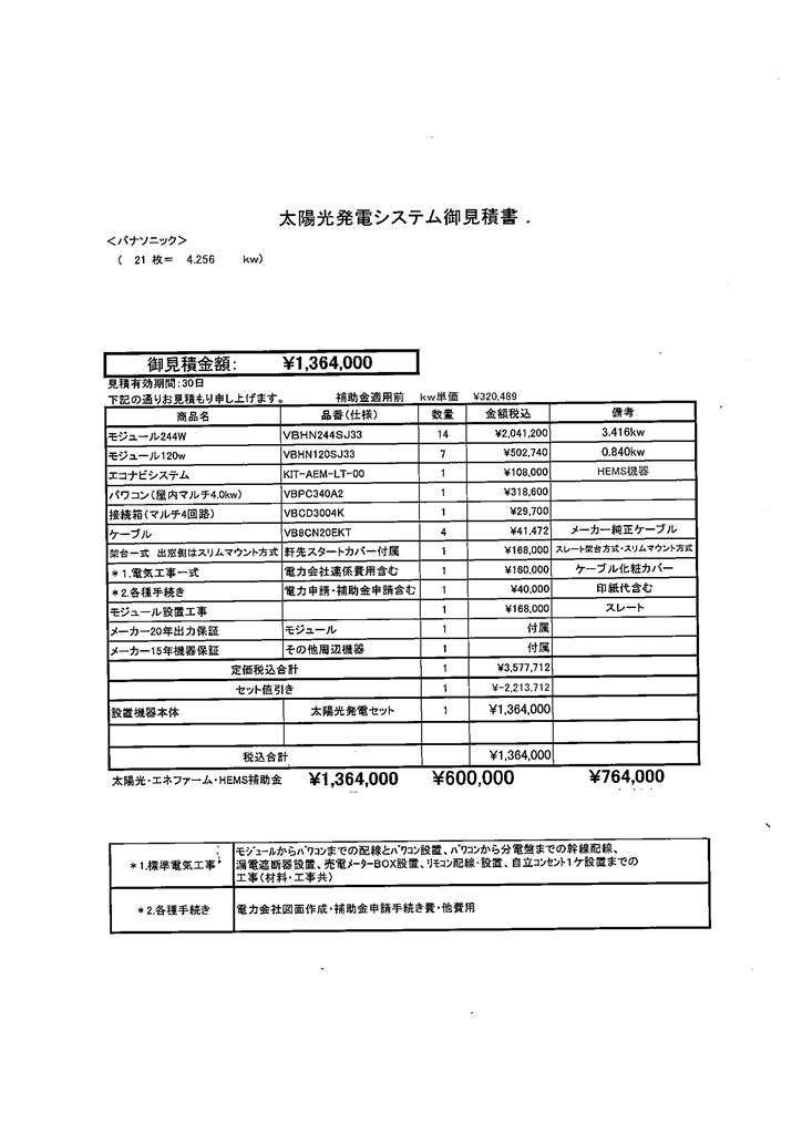パナ4．256kw見積評価をお願いいたします』 クチコミ掲示板