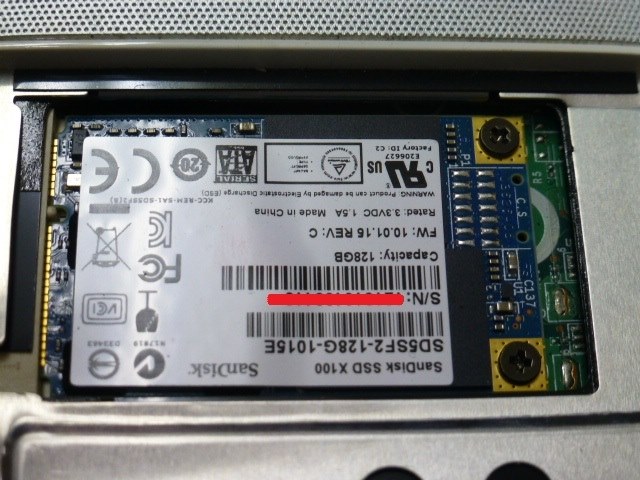 NEC LaVie G タイプM（2011年9月発売開始モデル）のSSD換装