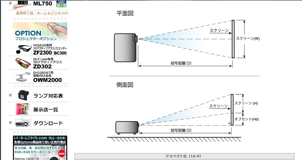 レンズシフトのあるプロジェクター』 OPTOMA HD37 [マットホワイト] の