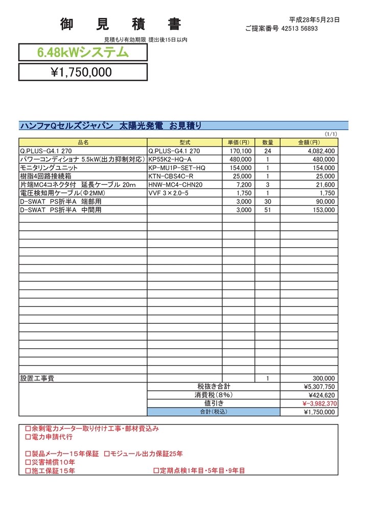 6.48KWの見積もり』 クチコミ掲示板 - 価格.com