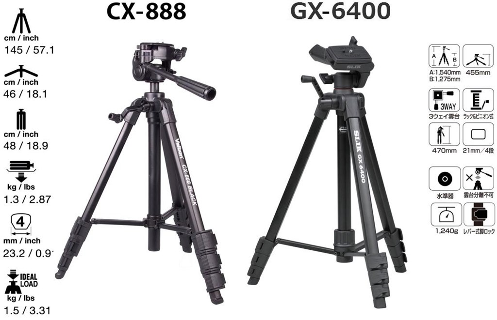 Velbon CX-888 と SLIK GX 6400 を比べてみました。』 SLIK GX 6400 の ...