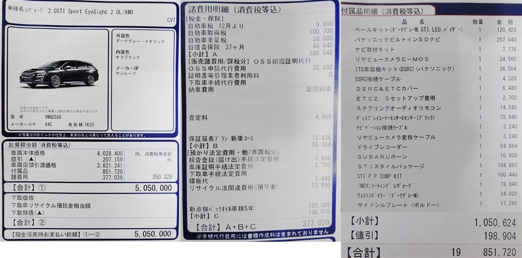2 0sti Sport購入直前にあたってご教示ください スバル レヴォーグ 14年モデル のクチコミ掲示板 価格 Com