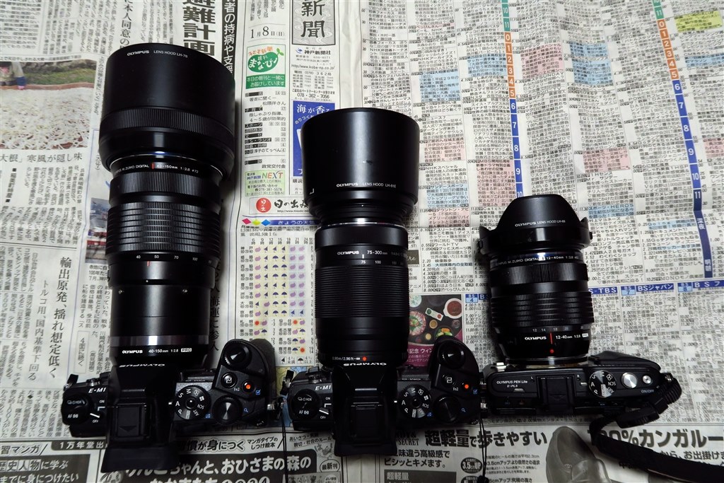 オリンパス　75-300mm f4.8-6.7 Ⅱ プロテクター、純正フード