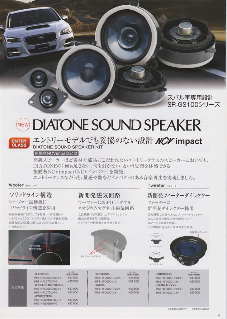 DIATONE SOUND SPEAKER DIATONE SR-GS100 ツイーター フロント リア 