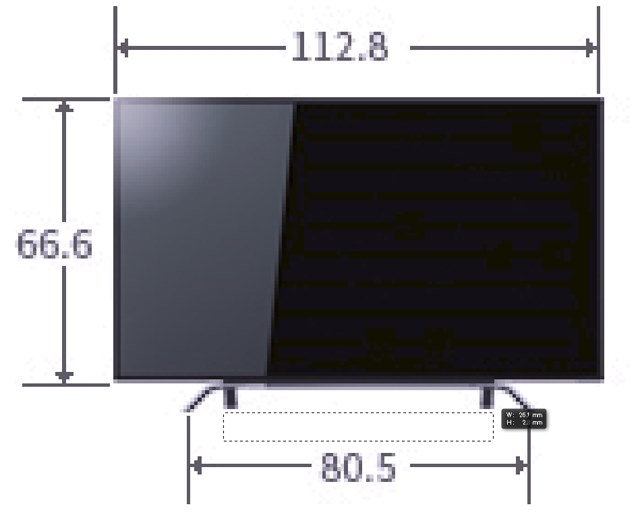 スタンド足の前と後の間の横幅』 東芝 REGZA 50Z810X [50インチ] の