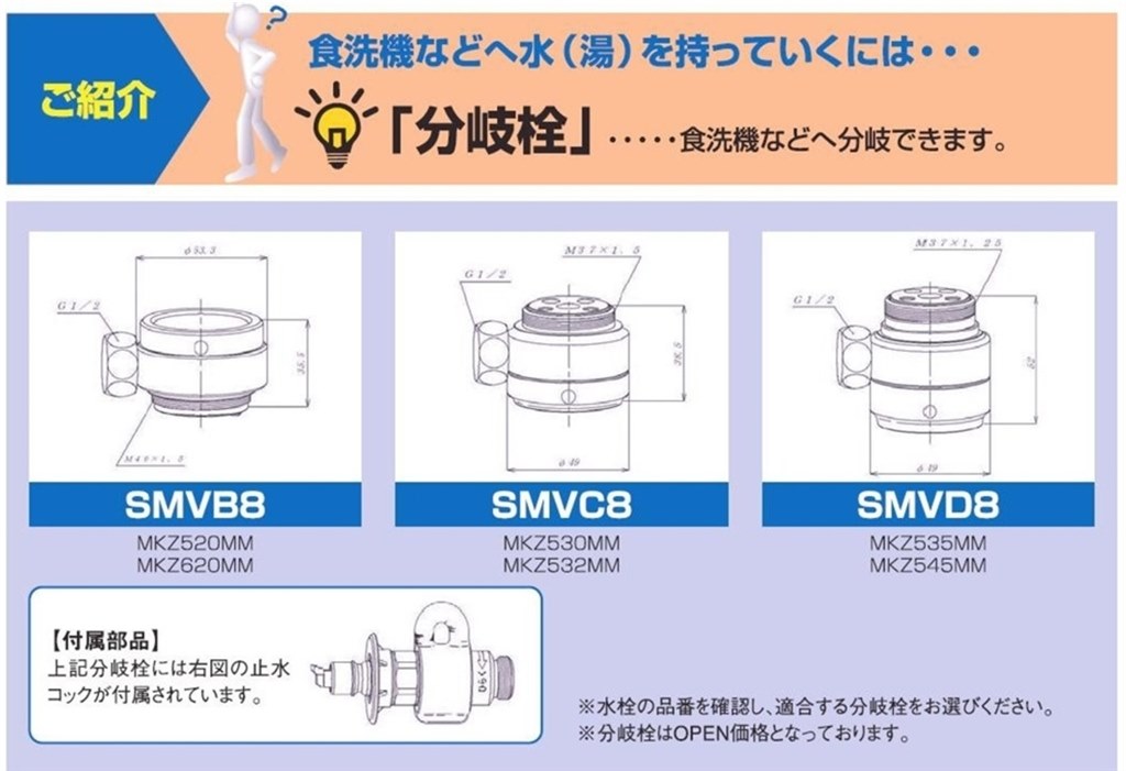 分岐水栓　SMVC8  ミズタニバルブ工業
