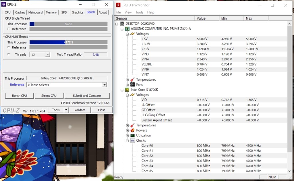 8700kの定格電圧を見せ合いませんか？』 インテル Core i7 8700K
