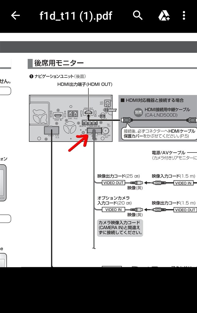 CA-LND500D パナソニック リアモニター接続用HDMI接続ケーブル(5.0m) 至高 - カーナビ、カーAV