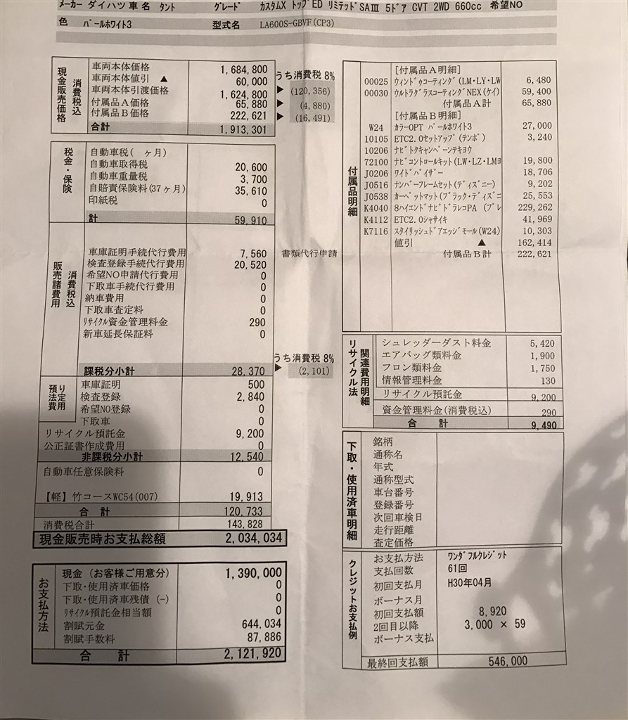 見積もりについて』 ダイハツ タントカスタム のクチコミ掲示板 - 価格.com