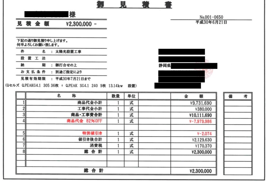 見積もりの評価お願いします。13kw Qセルズ vs 12kw パナ
