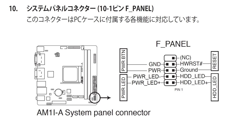 h370a asus システムパネルコネクタ つなぎ方