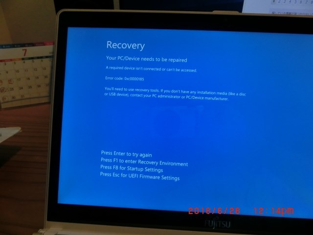 windows 8.1 セットアップ your pc needs to セール be repaired