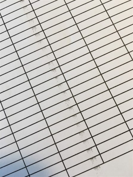 白黒印刷のみ 決まった場所に一列にじみが出る。』 CANON PIXUS TS8030