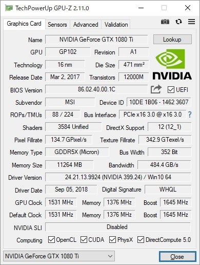 at fortsætte usund kravle MSI GTX 1080 Ti ARMOR 11G OC [PCIExp 11GB]投稿画像・動画 - 価格.com