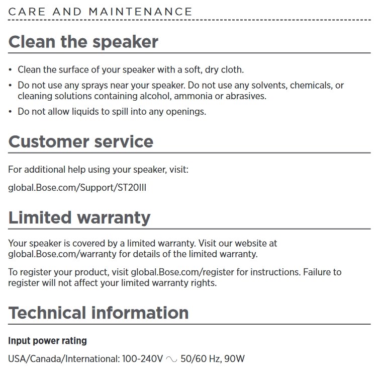 電源の電圧について』 Bose SoundTouch 20 Series III wireless music