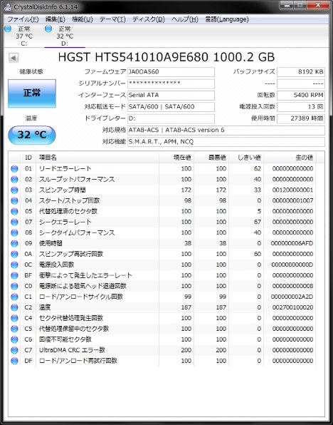 HGST HTS541010A9E680 [1TB 9.5mm]投稿画像・動画 - 価格.com