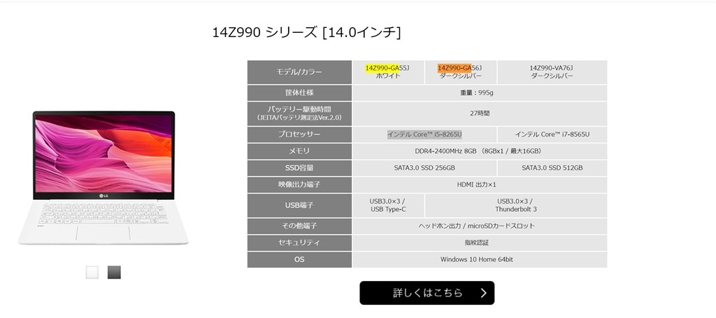 前モデルと比較して・・・』 LGエレクトロニクス LG gram 14Z990-GA の