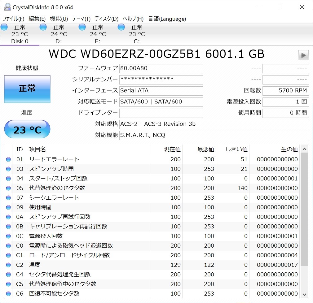このHDDの回転数について』 WESTERN DIGITAL WD60EZRZ-RT [6TB SATA600