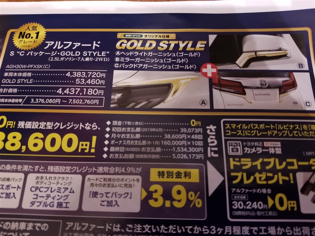 GOLD STYLE登場』 トヨタ アルファード 2015年モデル のクチコミ掲示板