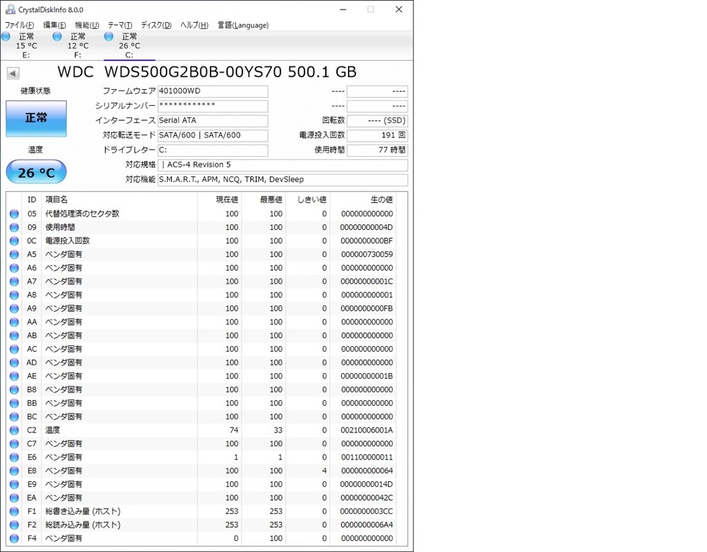外れをひいたようで・・・』 Sandisk WD Blue 3D NAND SATA