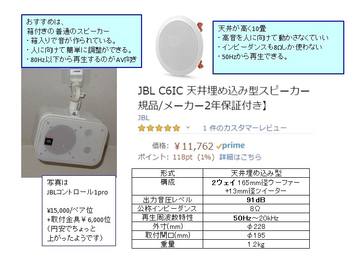 新築ホームシアター導入時の天井埋め込みスピーカー』 ヤマハ VXC4W