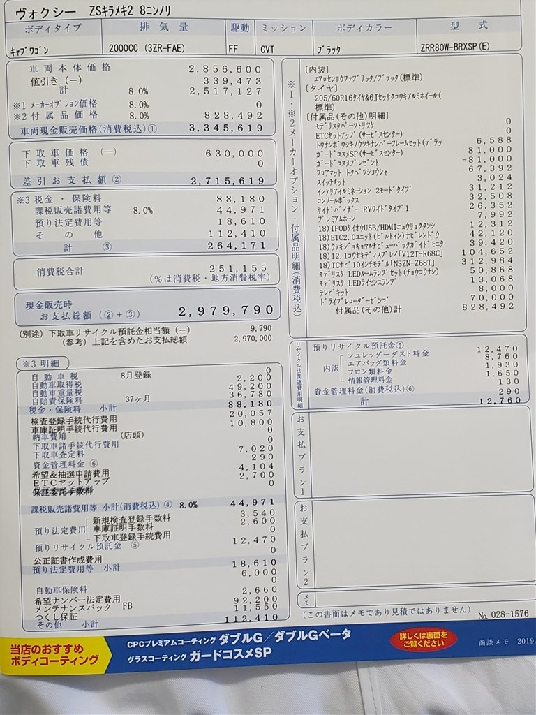 SALE 89%OFF 支払総額2,708,000円   中古車 トヨタ ヴォクシー