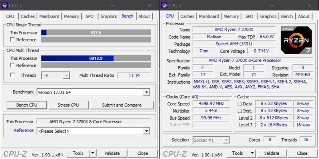 3700X 単コア 4.625GHz で CPU MARK シングル 3300 超え！』 AMD Ryzen
