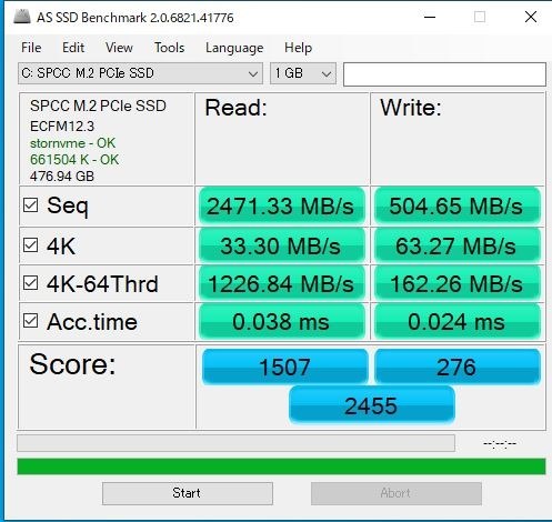 Writeの測定値が遅い』 Silicon Power PCIe Gen3x4 P34A80