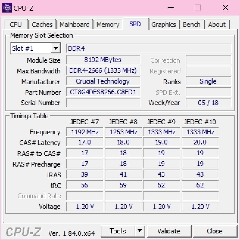 チップメーカー？』 crucial CT2K8G4DFS8266 [DDR4 PC4-21300 8GB 2枚