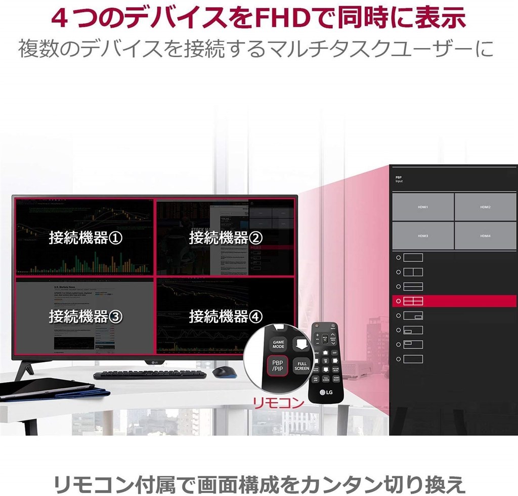 画面4分割できますか？』 IODATA EX-LD4K432DB [43インチ ブラック] のクチコミ掲示板 - 価格.com