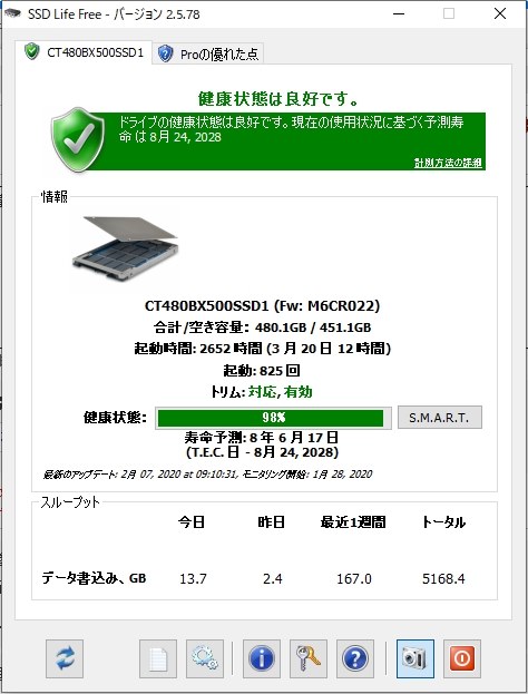 使用半年目』 crucial BX500 CT480BX500SSD1 のクチコミ掲示板 - 価格.com