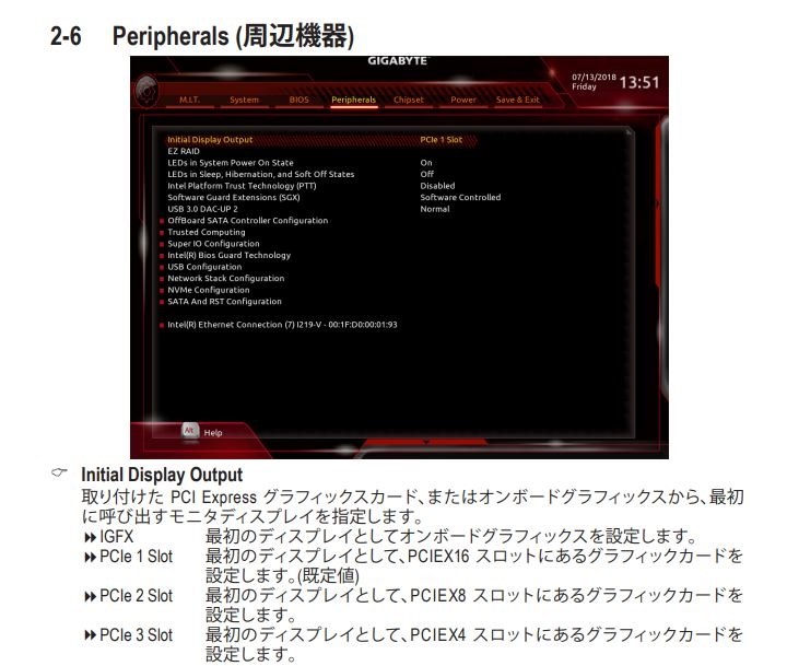 グラボが挿さった状態でのオンボードグラフィックについて』 GIGABYTE