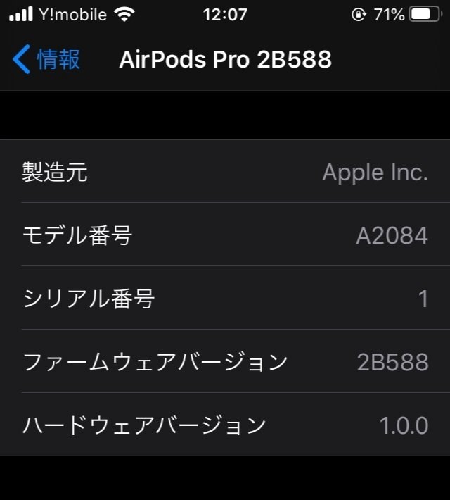 交換で2B588のものにしてもらいました』 Apple AirPods Pro MWP22J/A 