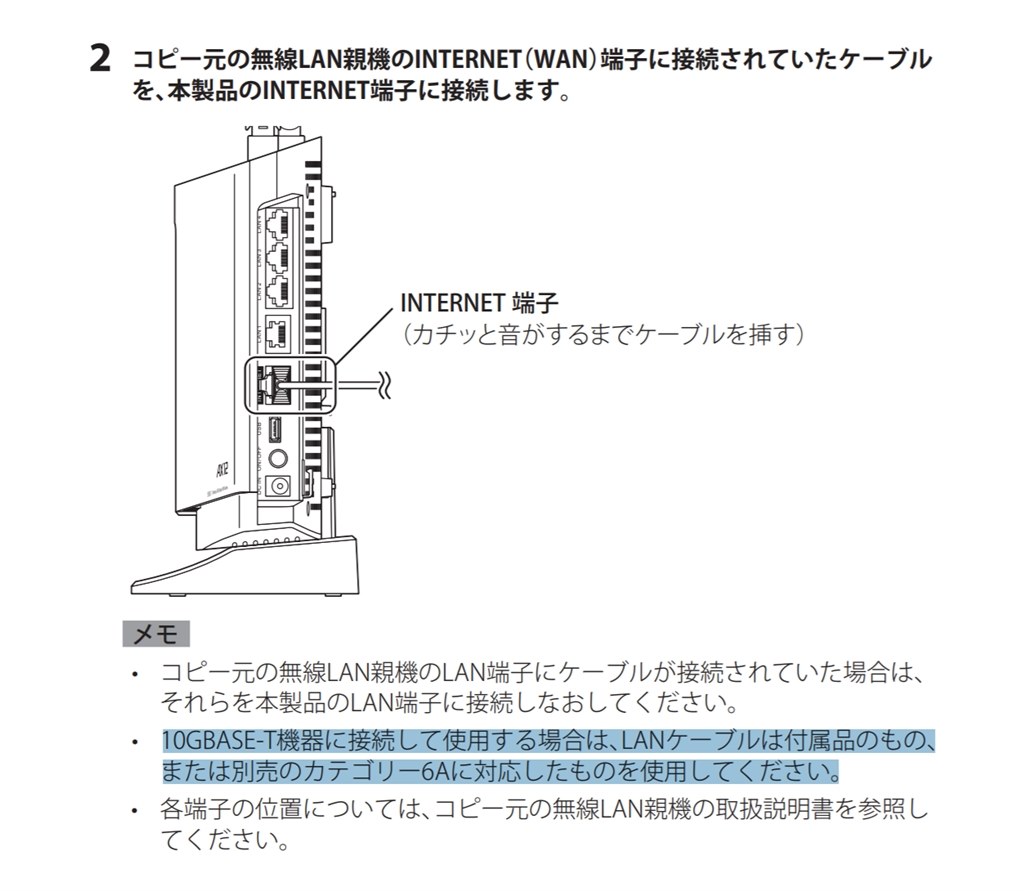 付属のLANケーブル』 バッファロー AirStation WXR-5950AX12