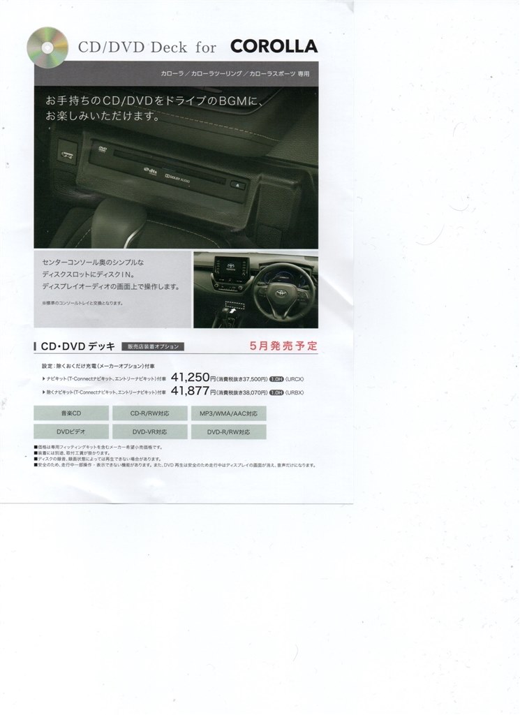 Cd Dvd Deck For Corolla トヨタ カローラ ツーリング 19年モデル のクチコミ掲示板 価格 Com