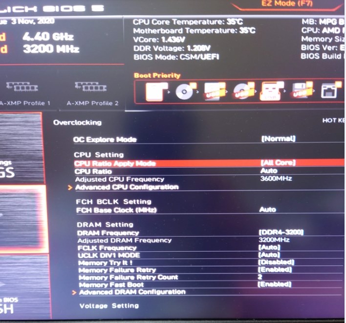MSI B550 マザーで定格3200Mhz認識せず2666Mhzで認識』 ADATA