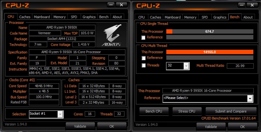 専用ページ 5950XデフォルトでCPU-Zベンチシングル700台に到達』 AMD Ryzen 9